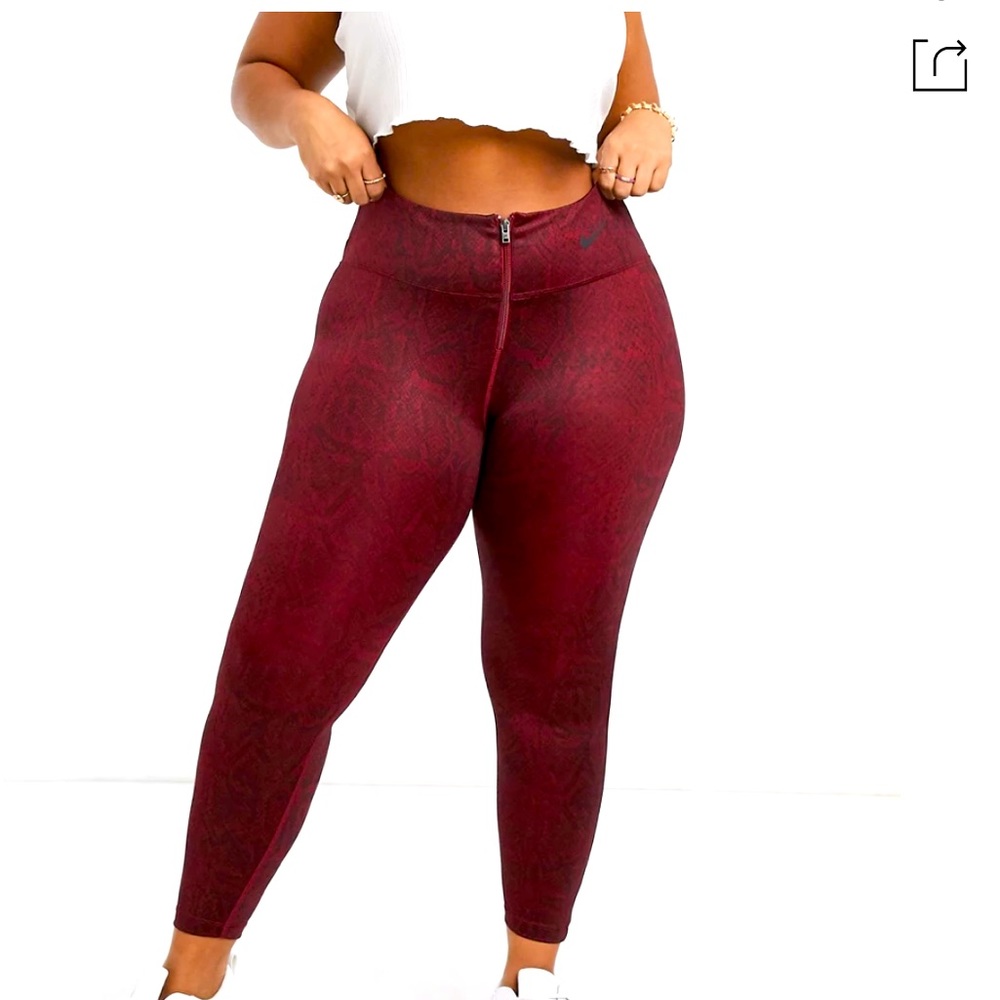 Nike Burgundy snakeskin leggings